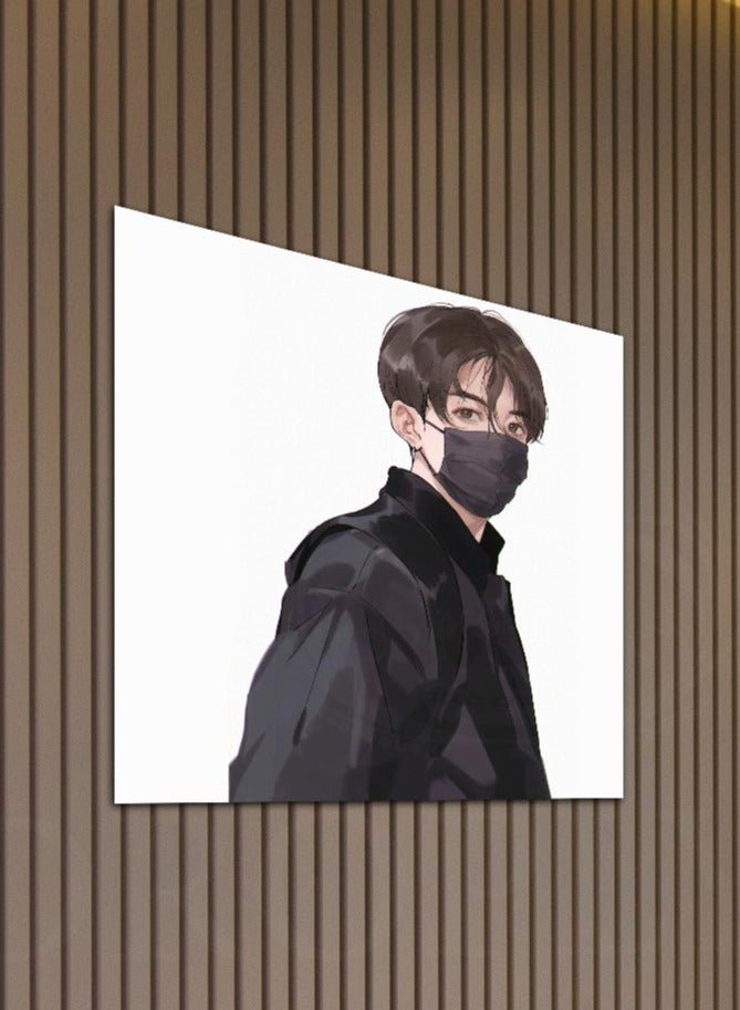 Droplyte BTS Guy with Mask Decorative Wall Art Wall Decor Card Board Home Decor for Living Room, Drawing Room, Office Room and Bedroom 30CM x 30CM - Image 2
