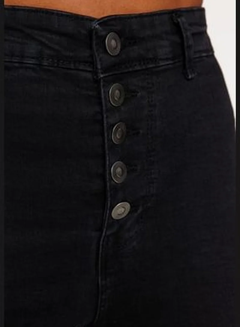 trendyol Black High Waist Jegging Jeans With Buttons TWOAW21JE0446