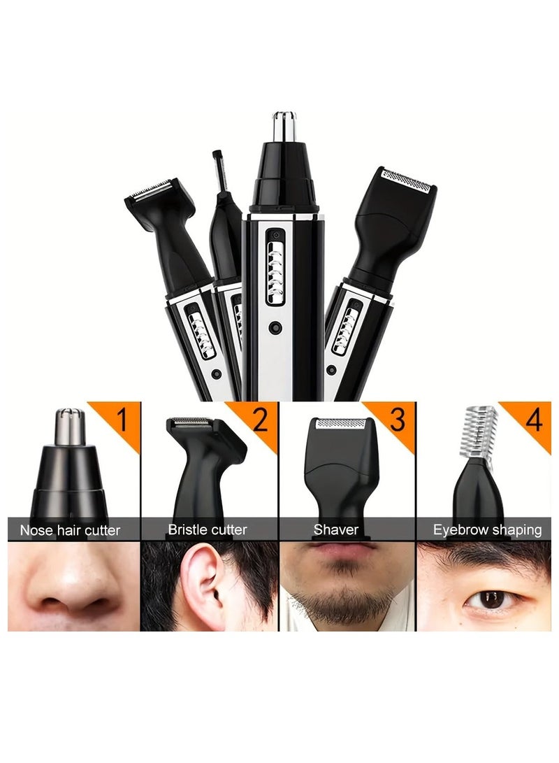 4 in 1 Men's Beard, Ear and Nose Hair Trimmer Set - Painless Electric Nose Hair Trimmer and Rechargeable Waterproof Cordless Trimmer for Eyebrows, Sideburns and Mustaches - Holiday Gift Set for Him - Image 2