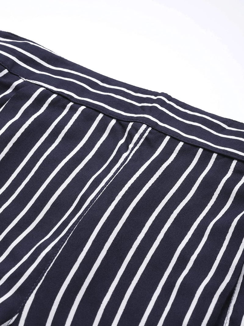 Yash Gallery Women's Rayon Striped Print Flare Short Sleeve Round Neck Night Suit Pajama Set (Blue, 5XL) - Image 5