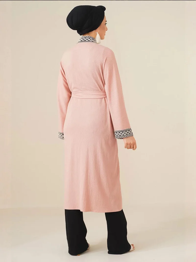 BIG DART BDART Embroidered Long Kimono with Shawl Collar