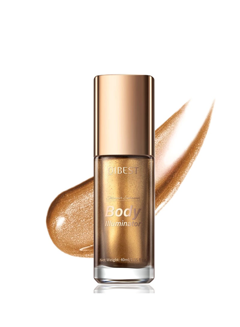 SYOSI Bronze Body Liquid Illuminator Liquid Body Shimmer Body Glitter Oil Silky Body Lotion Glitter Moisturizing Body Highlighter Shimmer Shimmer Lotion 1.35 Fl.OZ Glistening Bronze - Image 1