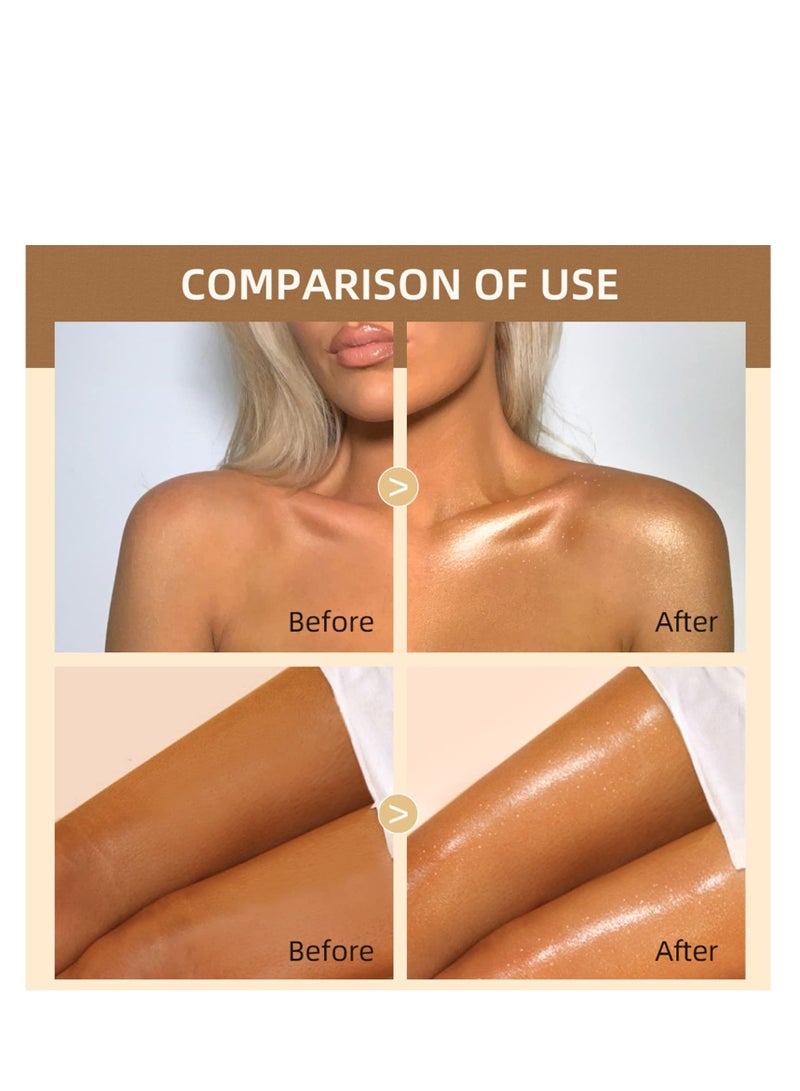 SYOSI Bronze Body Liquid Illuminator Liquid Body Shimmer Body Glitter Oil Silky Body Lotion Glitter Moisturizing Body Highlighter Shimmer Shimmer Lotion 1.35 Fl.OZ Glistening Bronze - Image 4