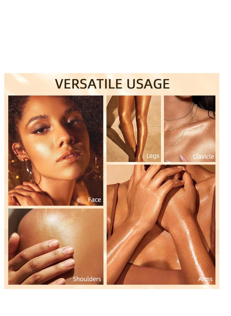 SYOSI Bronze Body Liquid Illuminator Liquid Body Shimmer Body Glitter Oil Silky Body Lotion Glitter Moisturizing Body Highlighter Shimmer Shimmer Lotion 1.35 Fl.OZ Glistening Bronze - Image 2