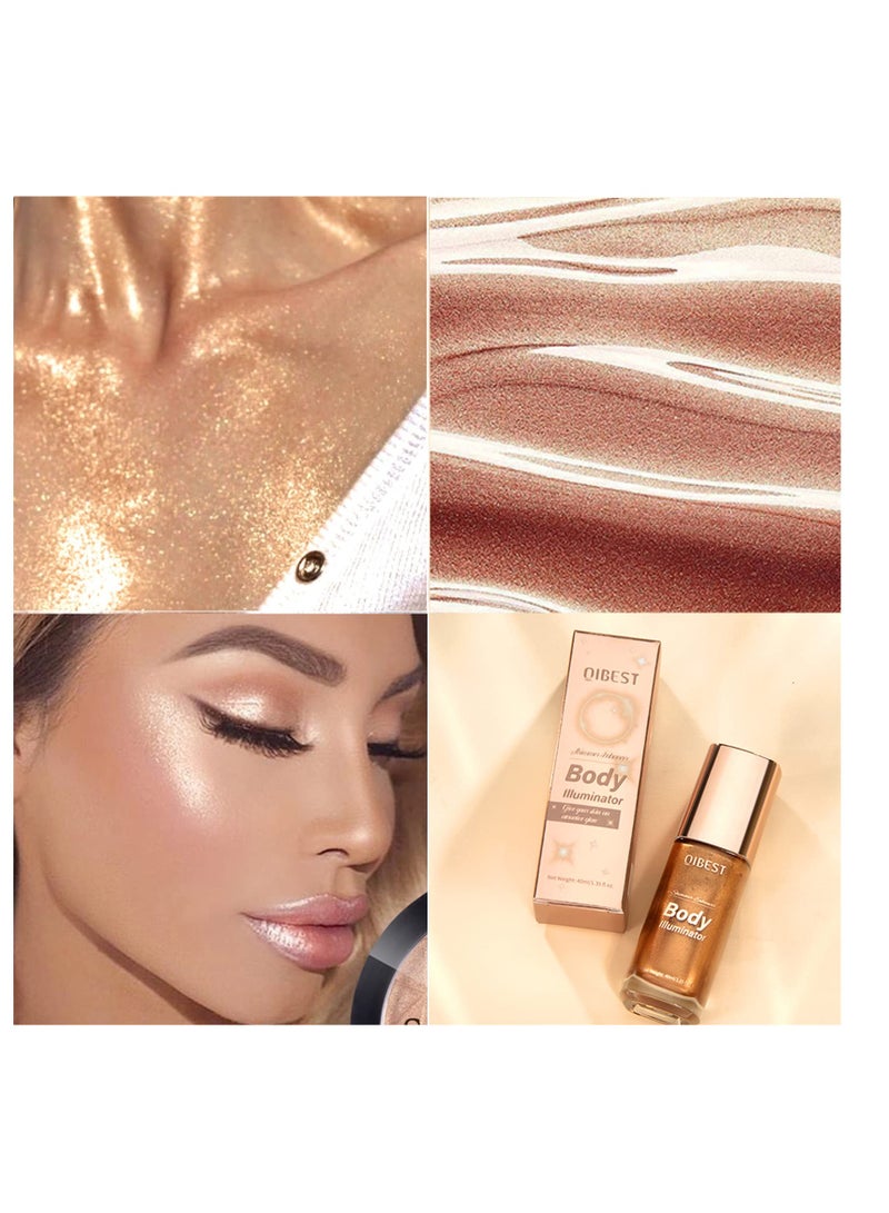SYOSI Bronze Body Liquid Illuminator Liquid Body Shimmer Body Glitter Oil Silky Body Lotion Glitter Moisturizing Body Highlighter Shimmer Shimmer Lotion 1.35 Fl.OZ Glistening Bronze - Image 3
