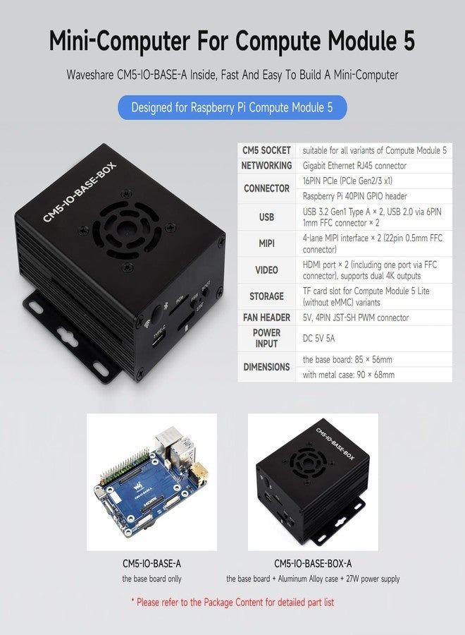 Waveshare CM5 Mini Base Board (A) Designed, Compatible with Raspberry Pi Compute Module 5 - Image 3