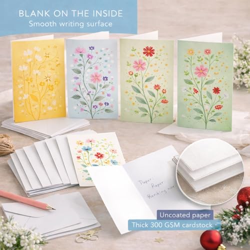 Brandian Gift of Glee Floral Notecards – Set of 12 Blank Greeting & Thank You Cards with White Envelopes | All Occasion Use - Image 5