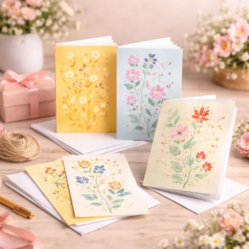 Brandian Gift of Glee Floral Notecards – Set of 12 Blank Greeting & Thank You Cards with White Envelopes | All Occasion Use - Image 2