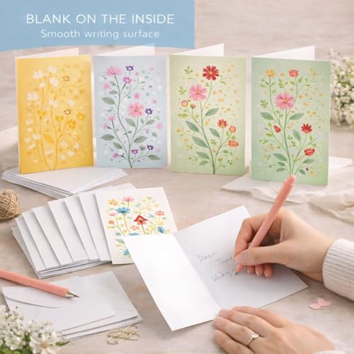 Brandian Gift of Glee Floral Notecards – Set of 12 Blank Greeting & Thank You Cards with White Envelopes | All Occasion Use - Image 4