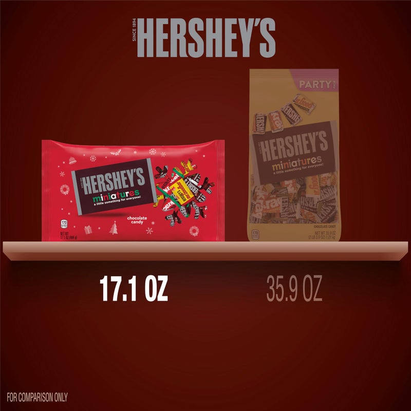 HERSHEY'S Miniatures Assorted Chocolate, Christmas Candy Bag, 17.1 oz - Image 3