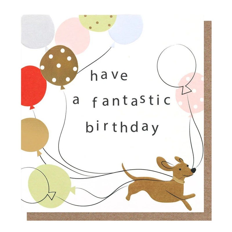 Caroline Gardner Bits & Bobs Have A Fantastic Birthday Sausage Dog With Balloons Greeting Card (14.6 x 14 cm)