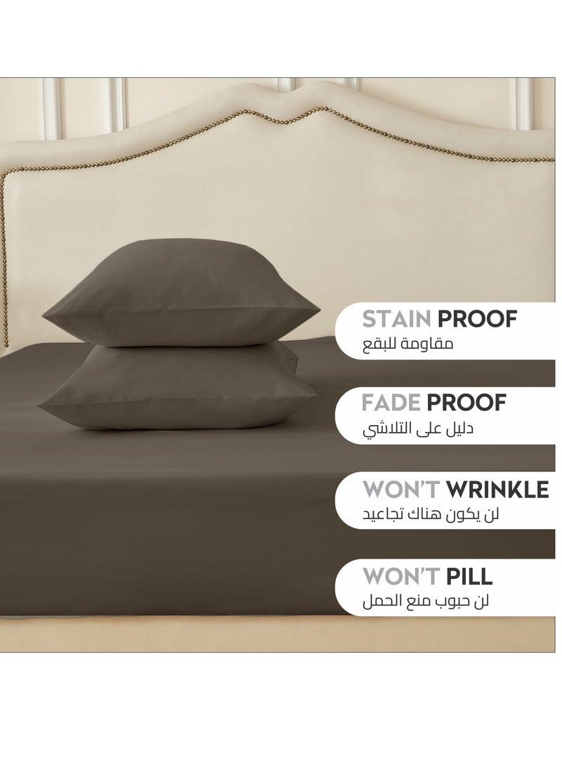 Donetella Bedding Fitted Sheet - Fits 120x200 Cm Bed For Twin Bed 2 Pcs (1 Fitted Sheet and 1 Pillowcase) - 30 Cm Deep Pocket - Solid Bed Sheet  - Image 4