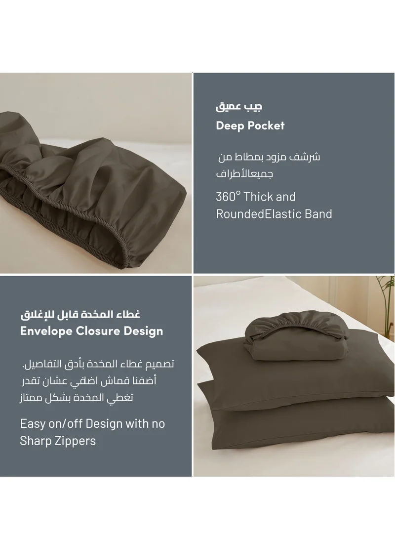 دوناتيلا طقم شرشف مطاط 2 قطع مفرد ونصف 120×200سم +30سم فائق النعومة لون أبيض سحابي