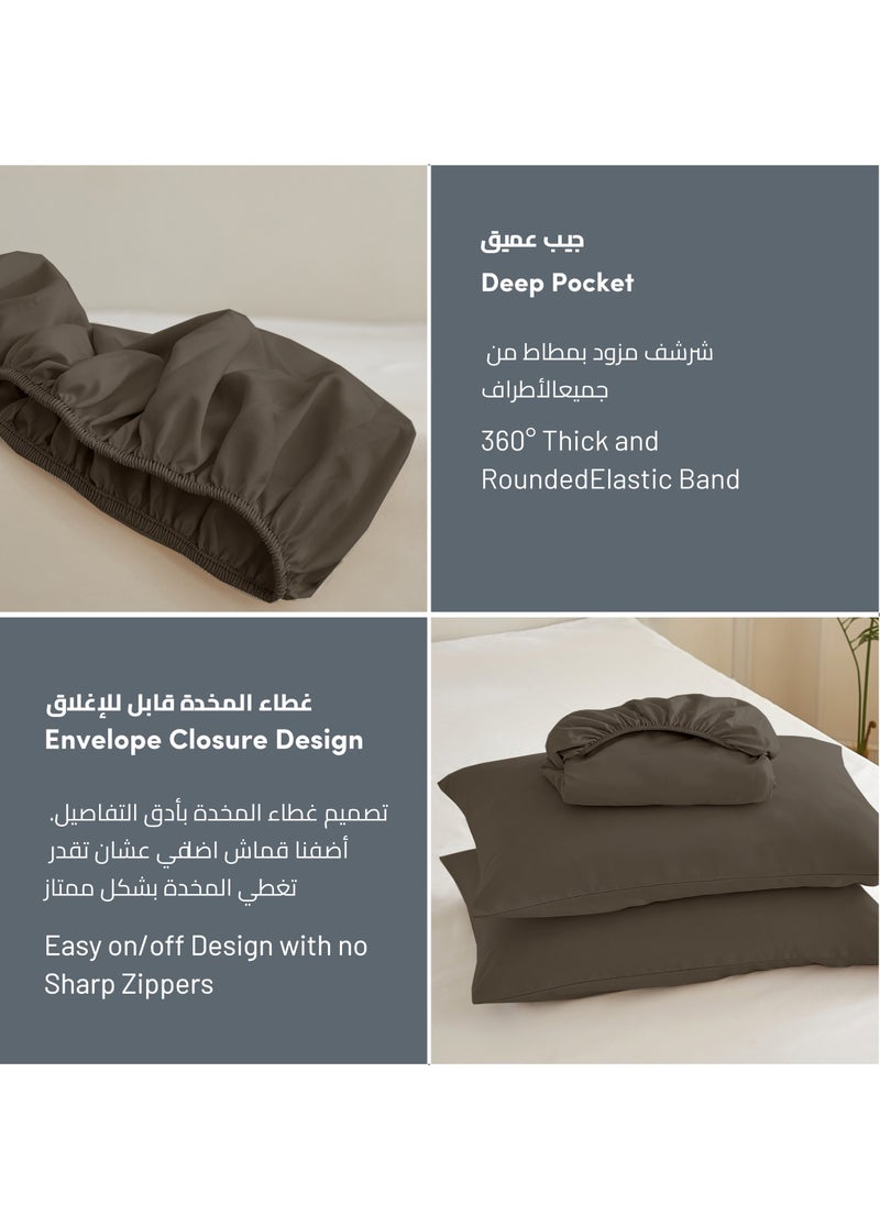 Donetella - Bedding Fitted Sheet - Fits 120x200 Cm Bed For Twin Bed 2 Pcs (1 Fitted Sheet and 1 Pillowcase) - 30 Cm Deep Pocket - Solid Bed Sheet - Image 1