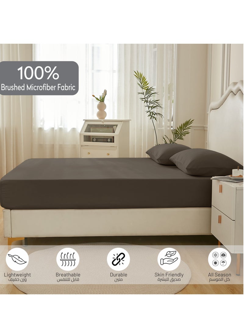 Donetella Bedding Fitted Sheet - Fits 120x200 Cm Bed For Twin Bed 2 Pcs (1 Fitted Sheet and 1 Pillowcase) - 30 Cm Deep Pocket - Solid Bed Sheet  - Image 5