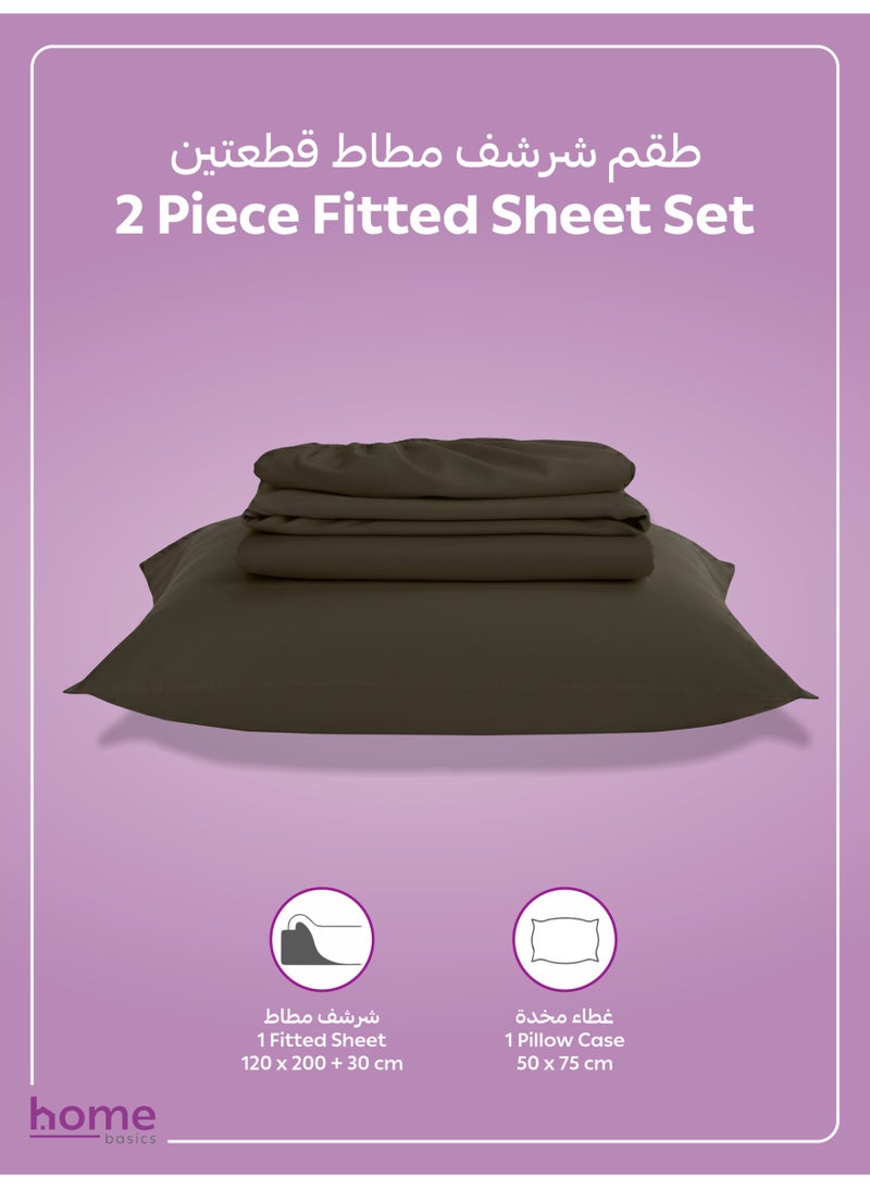 Donetella Bedding Fitted Sheet - Fits 120x200 Cm Bed For Twin Bed 2 Pcs (1 Fitted Sheet and 1 Pillowcase) - 30 Cm Deep Pocket - Solid Bed Sheet - Image 3