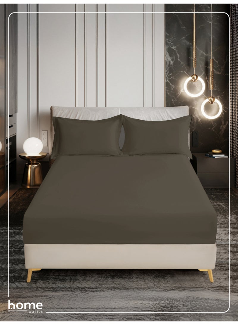 Donetella Bedding Fitted Sheet - Fits 120x200 Cm Bed For Twin Bed 2 Pcs (1 Fitted Sheet and 1 Pillowcase) - 30 Cm Deep Pocket - Solid Bed Sheet - Image 1