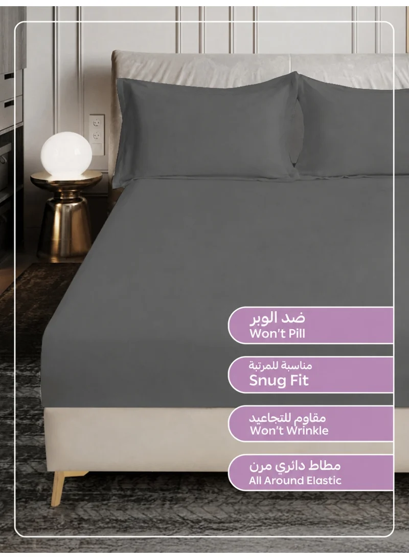 Donetella TWIN (120x200cm) Bedding Fitted Sheet - Fits 120x200 Cm Bed For Twin Bed 2 Pcs (1 Fitted Sheet and 1 Pillowcase) - 30 Cm Deep Pocket - Solid Bed Sheet  | Best Price UAE