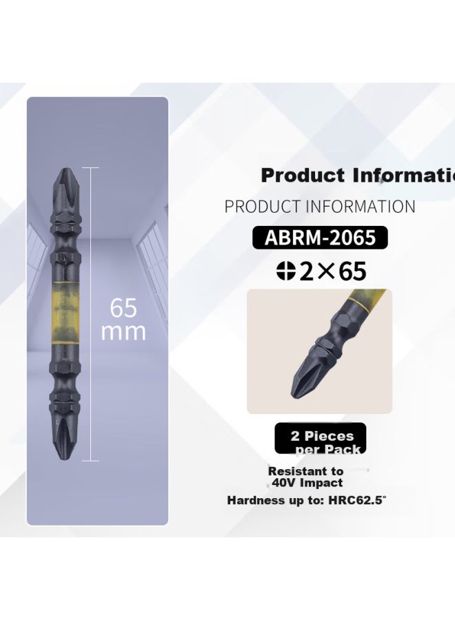 Anex Abrm-2065 Black Dragon Toughness Screwdriver With 40v Magnetic Double Cross Head Ph2x65mm 2-pack - Image 1