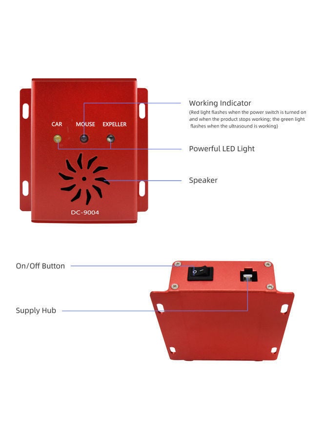 NIBEMINENT Ultrasonic Car Mice Repeller Red  - Image 5