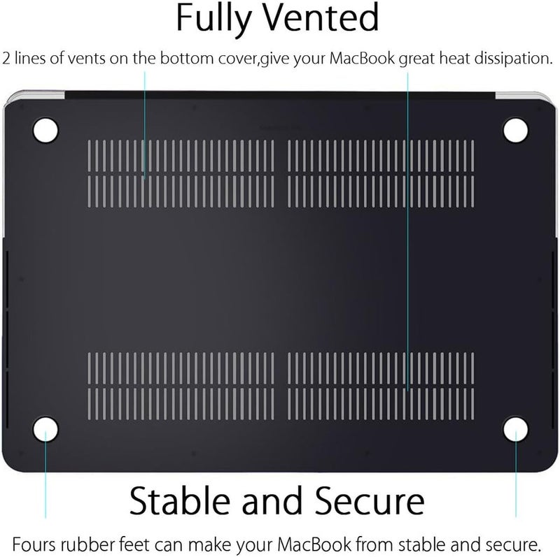 UESWILL Smooth Matte Hard Case Cover Compatible with (Mid 2012-Mid 2015) MacBook Pro 15 inch with Retina Display (No Touch Bar, No CD-ROM) (Model: A1398), Black - Image 5