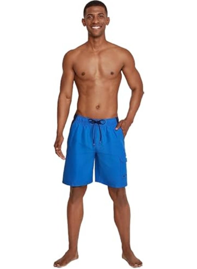 Speedo men’s knee length Marina Sport volley swim trunks quick drying elastic waistband mesh lining blue navy X large