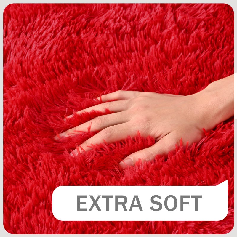 Amearea Shag Fluffy Small Pruck 2 × 4 أقدام رمي السجاد لغرفة نوم الفتيات غرفة المعيشة ناعمة وغامضة سجادة أشعث غير قسيمة ألوان صلبة الحضانة السجاد السجاد الأحمر - Image 4