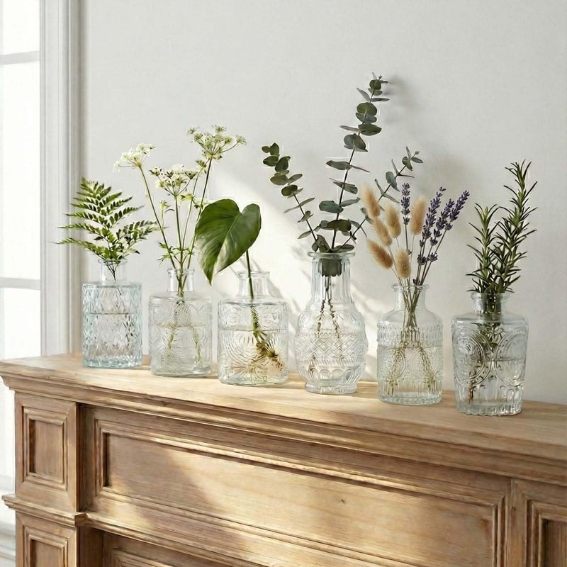 ColoVie 16 Pack Glass Bud Vases for Centerpieces - Bulk Small Flower Vases Set of 16, Mini Vintage Vases, 4 Styles for Party, Wedding Decorations, Baby Shower, Home Table Flower DÃ©cor (Clear) - Image 3