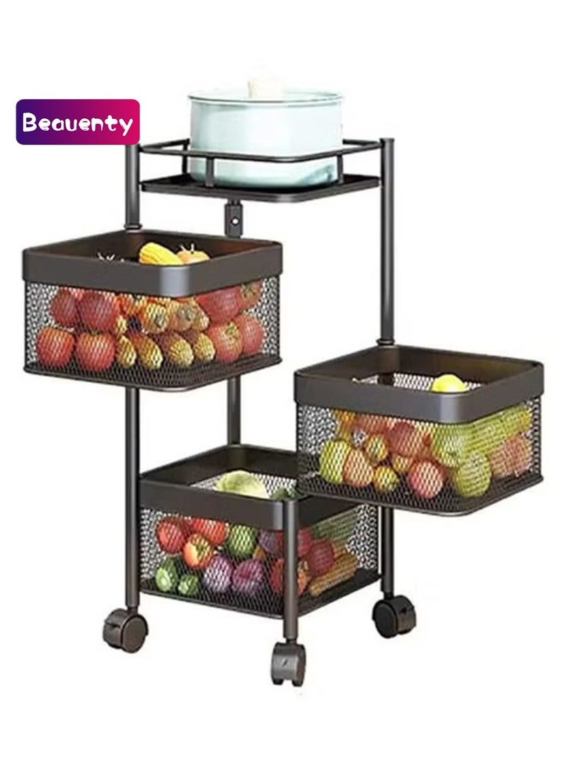 Beauenty 4-Layer Rotatable Baskets with Wheels Black - Image 1