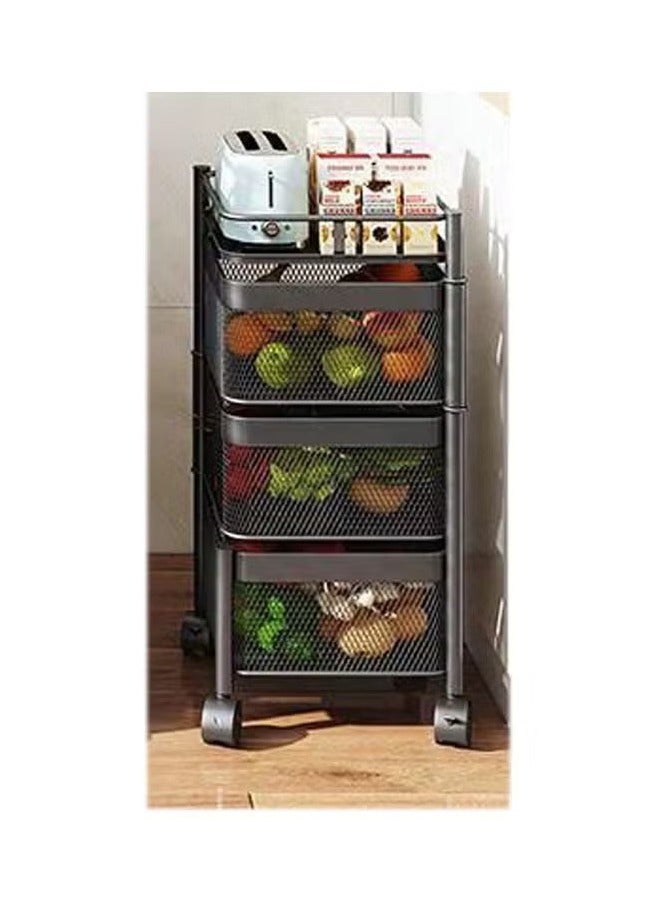 Beauenty 4-Layer Rotatable Baskets with Wheels Black - Image 4