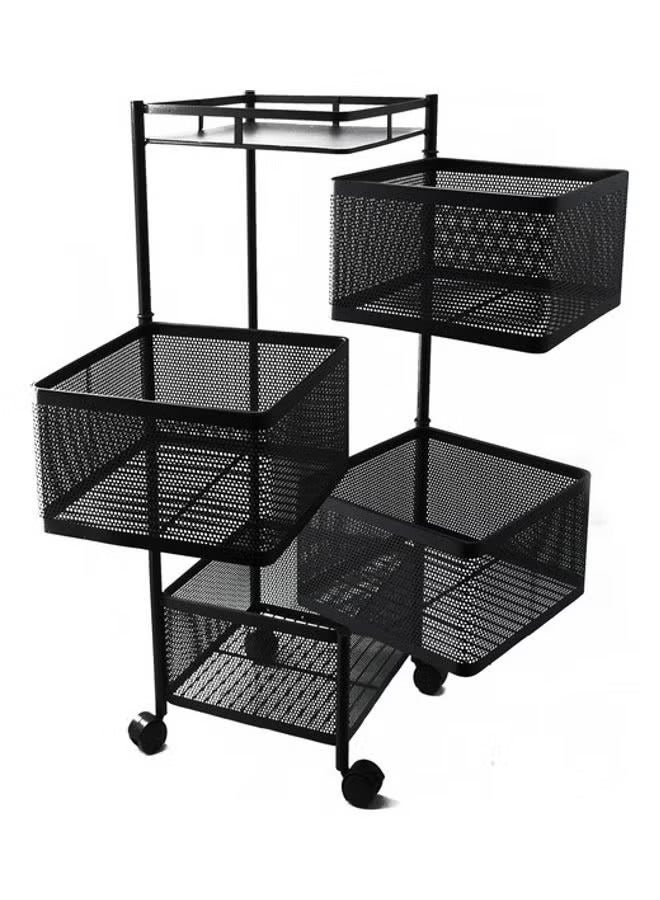 Beauenty 4-Layer Rotatable Baskets with Wheels Black - Image 2