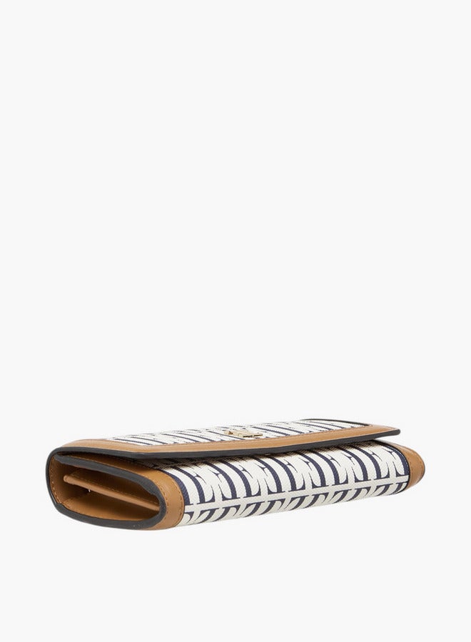 ELLE Monogram Print Wallet with Button Closure  - Image 4