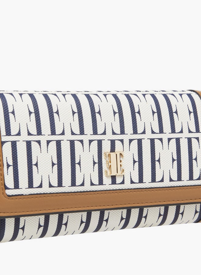 ELLE Monogram Print Wallet with Button Closure  - Image 3