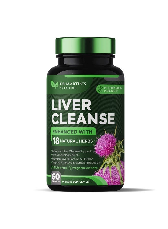 DR. MARTIN'S NUTRITION Liver Cleanse Detox & Repair Formula Supplement; For Enhanced Liver & Gut Health; Boosts Energy; Antioxidant With 21 Ingredients Milk Thistle Silymarin Artichoke Dandelion Beet Chicory & More - Image 1