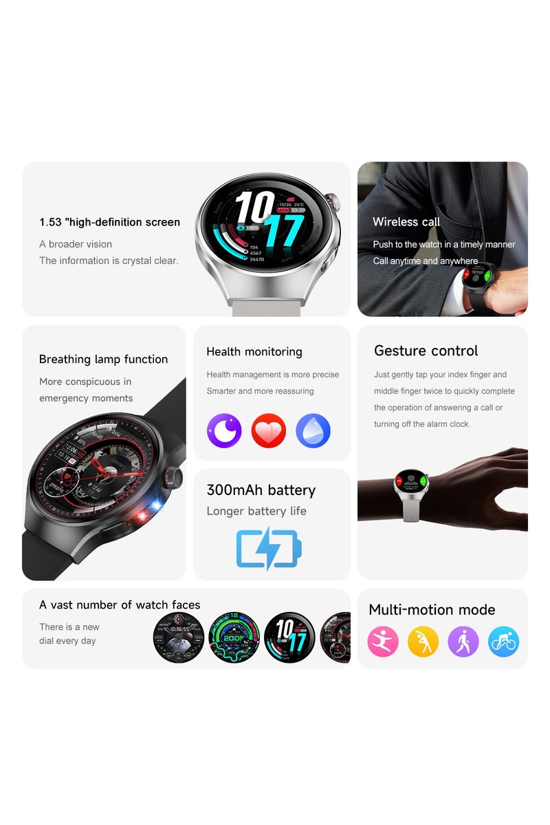 رولستيمي ساعة ذكية بلوتوث للرجال ، الرد / إجراء المكالمات ، 1.53 بوصة إيبس عالية الوضوح ملء الشاشة شاشة تعمل باللمس ، دي الطلب للاختيار من بينها ، مع مراقبة النوم ، وضع الرياضة ، ساعة ذكية يمكن ارتداؤها - Image 3