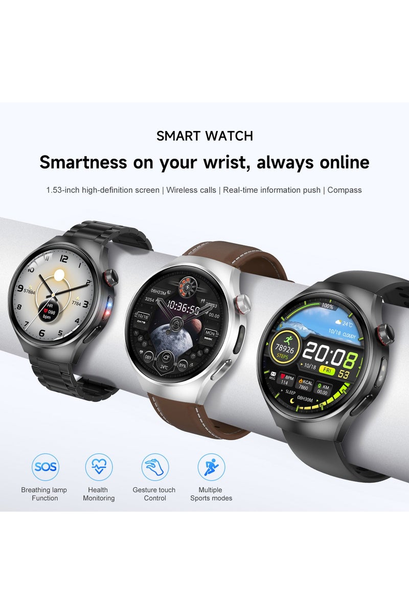 رولستيمي ساعة ذكية بلوتوث للرجال ، الرد / إجراء المكالمات ، 1.53 بوصة إيبس عالية الوضوح ملء الشاشة شاشة تعمل باللمس ، دي الطلب للاختيار من بينها ، مع مراقبة النوم ، وضع الرياضة ، ساعة ذكية يمكن ارتداؤها - Image 2