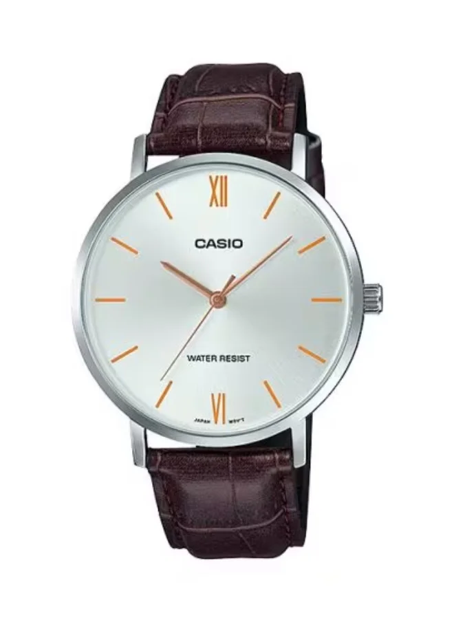 كاسيو Men's Leather Analog Watch MTP-VT01L-7B2UDF - 40 mm
