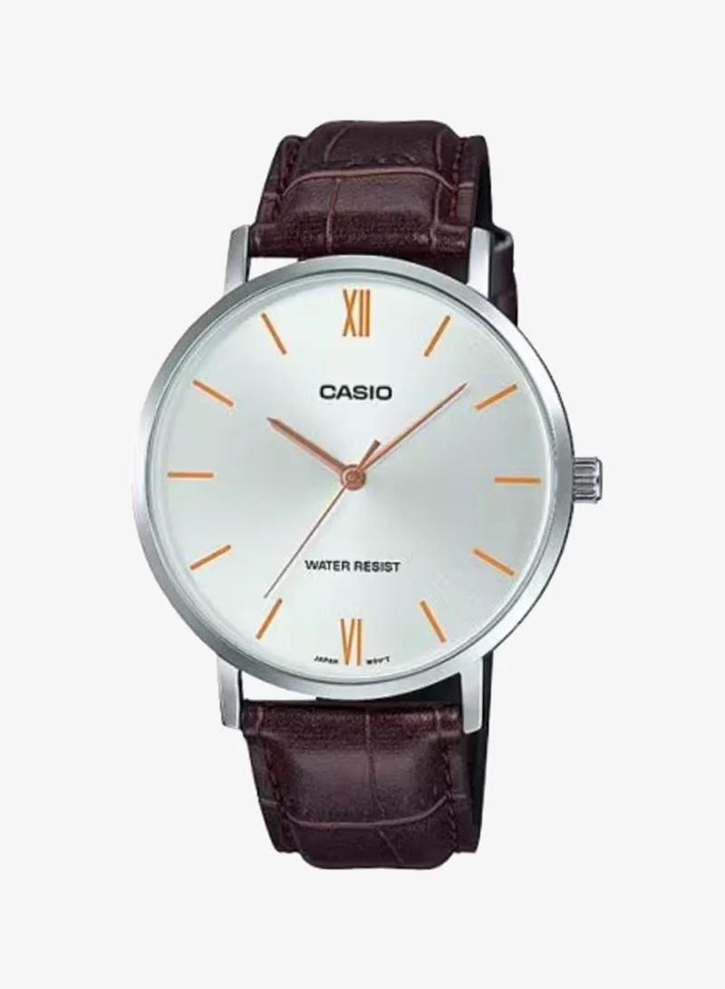Casio Men's Leather Analog Watch MTP-VT01L-7B2UDF - 40 mm
