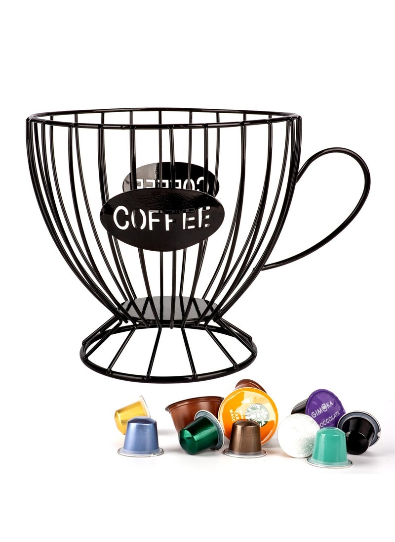 LKTOCAFT Metal Coffee Pod Organizer Holder, Capsule Storage Basket, Espresso Cup Shape, Durable Iron Art for Kitchen Countertop Decor, Home Office,  - Image 1