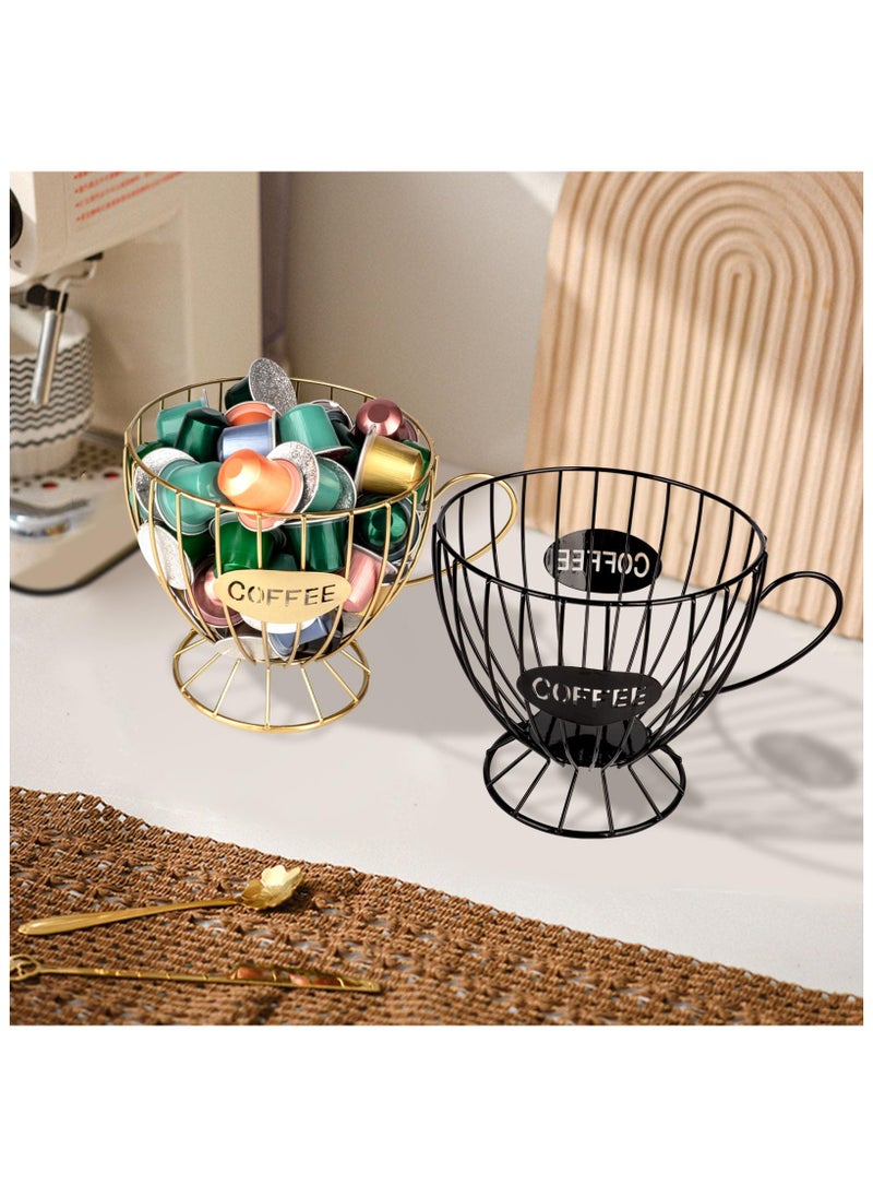 LKTOCAFT Metal Coffee Pod Organizer Holder, Capsule Storage Basket, Espresso Cup Shape, Durable Iron Art for Kitchen Countertop Decor, Home Office,  - Image 4