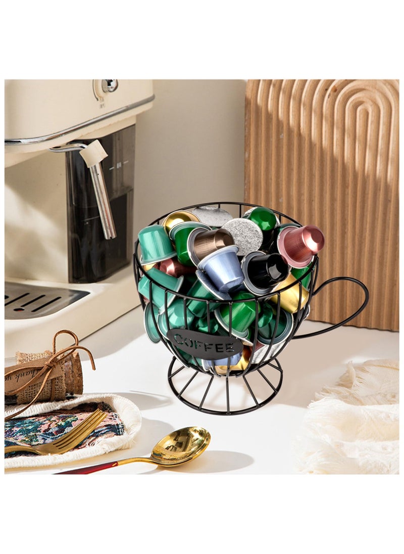 LKTOCAFT Metal Coffee Pod Organizer Holder, Capsule Storage Basket, Espresso Cup Shape, Durable Iron Art for Kitchen Countertop Decor, Home Office,  - Image 2