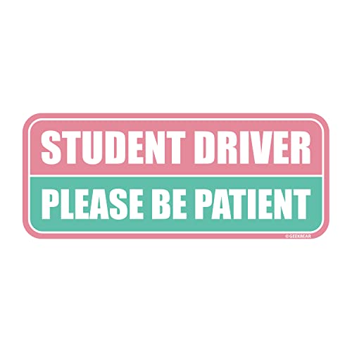 GEEKBEAR Student Driver Car Magnet - Colorful, Reflective, Weather-Resistant - Rectangular 8.7 x 3.5 in (Light Pink/Turquoise) - Image 1