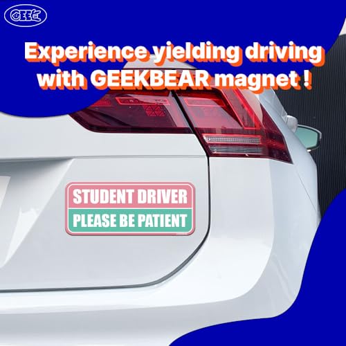GEEKBEAR Student Driver Car Magnet - Colorful, Reflective, Weather-Resistant - Rectangular 8.7 x 3.5 in (Light Pink/Turquoise) - Image 2