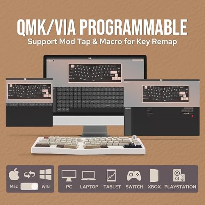 rayihni ALICE 66 WIRELESS GAMING KEYBOARD, ALICE LAYOUT QMK/VIA PROGRAMMABLE MECHANICAL KEYBOARD, BT5.0/2.4GHZ/USB-C WIRED KEYBOARD WITH 4000MAH BATTERY, HOT SWAPPABLE (WISTERIA LINEAR SWITCH) - Image 2