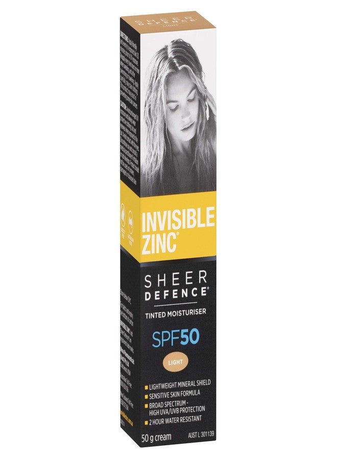 زنك غير مرئي دفاع شفاف ملون - مرطب يومي للوجه مع حماية من الشمس SPF 50 لمنع ظهور علامات الشيخوخة المبكرة الناتجة عن الأشعة فوق البنفسجية الضارة - 50 جرام