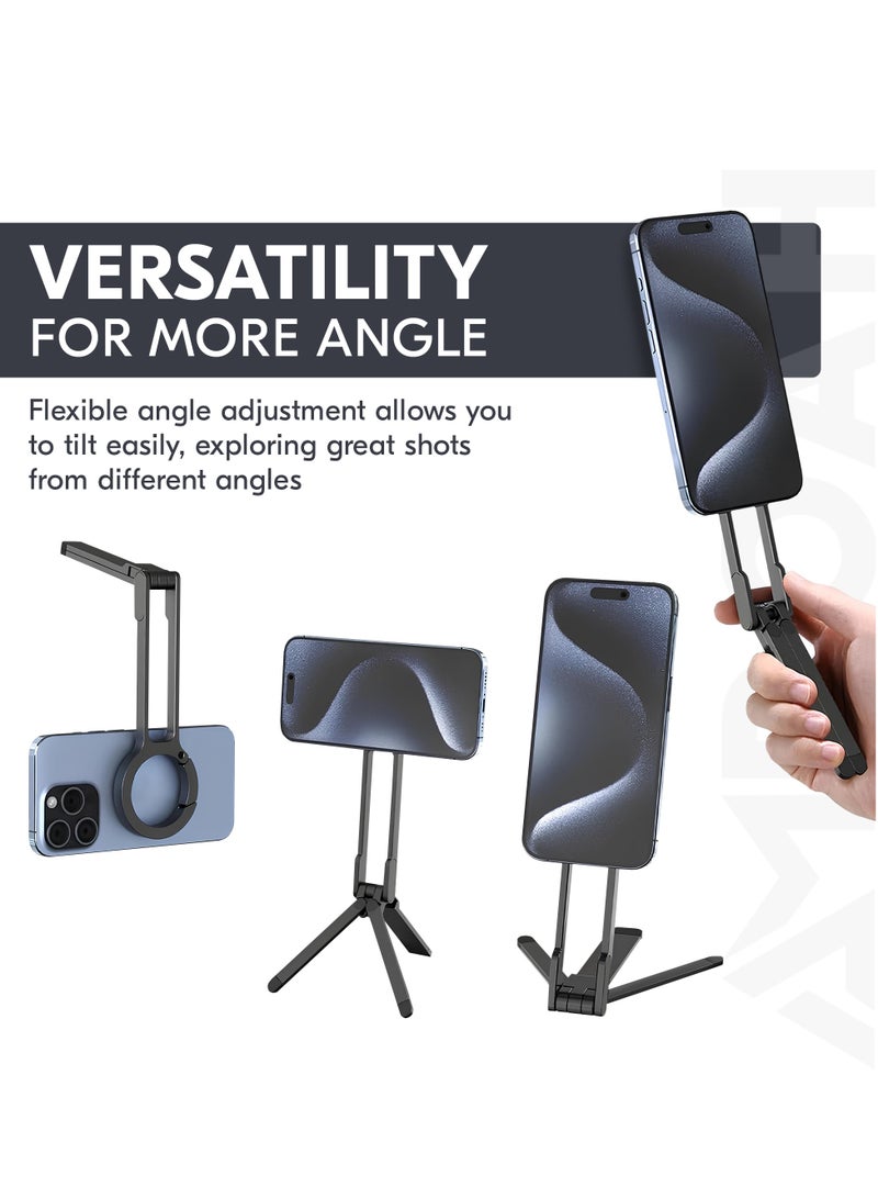 AMROAH Steel Mini Magnetic Phone Tripod Stand with 2 Magnet Rings for Cell phones & Tablets, Magsafe Phone Holder Tripod Mount for Smartphones iPhone 16 15 14 13 12 Pro Max Plus Series - Image 5