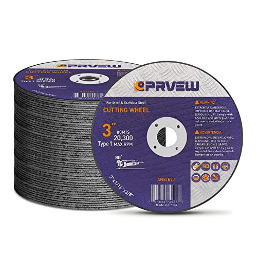 PRVEW 50-Pack Die Grinder Cut Off Wheel 3 Inch, 3" x1/16 x3/8" Quality Cutting Wheel Cutting Disc for Metal&Stainless Steel - Image 1