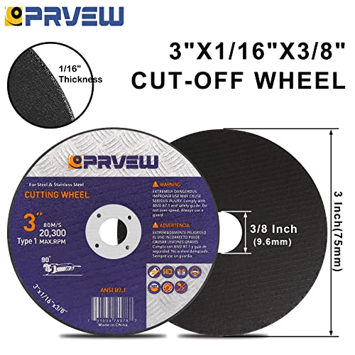 PRVEW 50-Pack Die Grinder Cut Off Wheel 3 Inch, 3" x1/16 x3/8" Quality Cutting Wheel Cutting Disc for Metal&Stainless Steel - Image 2
