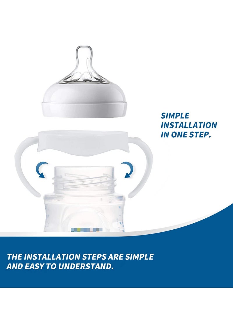 Zikra 4 Pack Compatible with Baby Bottle Handles for Philips Avent Natural Baby Bottles,Baby Bottle Holder, Baby Feeding Bottles Handles - White - Image 3