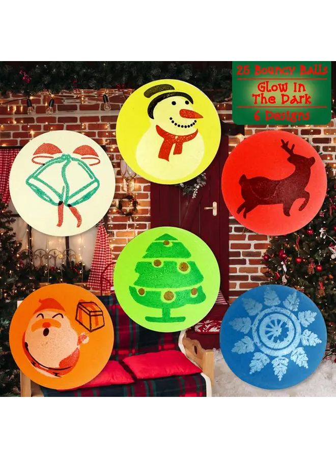 85pcs Christmas Glow in The Dark Bouncy Balls Party Favors Pack - Image 5